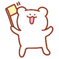 a cartoon of a bear holding a yellow flag