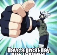 kakashi hatake from naruto is giving a thumbs up .