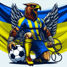 an illustration of a soccer player with an eagle head