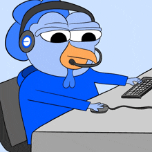 a cartoon of a duck wearing headphones and a headset