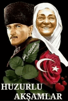 a poster of a man and a woman with the words huzurlu aksamlar on the bottom