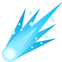 a cartoon illustration of a blue comet with white dots