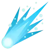 a cartoon illustration of a blue comet with white dots