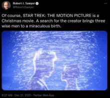 a tweet from robert l. sawyer about star trek the motion picture