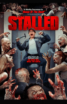 a poster for stalled shows a man holding a hammer