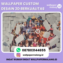 a poster for wallpaper custom desain 3d berkualitas by wallpaper malang id