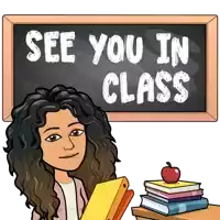 a cartoon woman stands in front of a blackboard that says " see you in class "