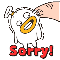 a cartoon of a duck saying sorry with a hand touching its face