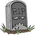 a cartoon drawing of a gravestone with the word rip on it .