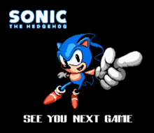 a pixel art of sonic the hedgehog with the words see you next game