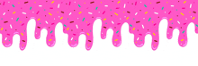 a seamless border of pink frosting and sprinkles