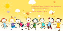 a happy children 's day greeting card with a bunch of kids