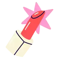 an illustration of a red lipstick with a pink star on it