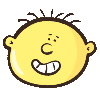 a cartoon drawing of a boy 's head with a big smile on his face