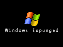 a windows logo on a black background with the words windows expunged