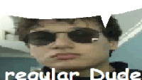 a pixelated image of a man wearing sunglasses and a cowboy hat with the words regular dude below him