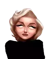 a cartoon of marilyn monroe with a black turtleneck