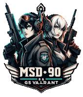 a logo for msd 90 and gs valiant with two soldiers holding guns