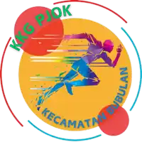 a logo for kkg pjok kecamatan bubulan with a colorful running man