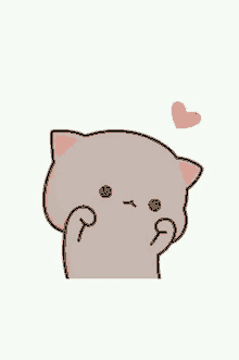 a cute cartoon cat is holding a heart above its head .