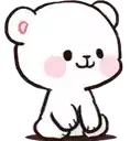 a cartoon drawing of a white teddy bear with a pink nose and blush .