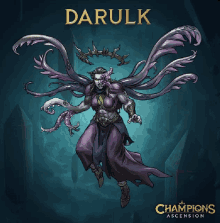 a poster for darulk from champions ascension shows a woman with tentacles around her