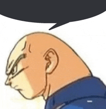 a cartoon of a bald man with a speech bubble over his head .