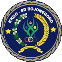 the logo for kkgo sd bojonegoro has a wreath of flowers around it