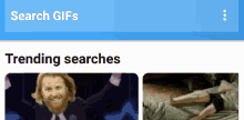 a screen shot of a search for gifs on a website