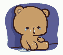 a cartoon of a teddy bear crying with tears coming out of its eyes