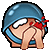 a pixel art illustration of a soldier with a bandage on his face covering his face .