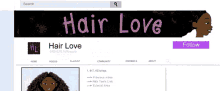 a website called hair love has a follow button on the bottom