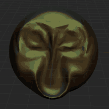 a 3d model of a sphere with a face on it 's face