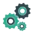 three gears are connected to each other in a circle on a white background .