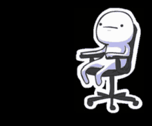 a cartoon character is sitting in an office chair with a serious look on his face .