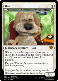 a card with a picture of a dog on it that says ben