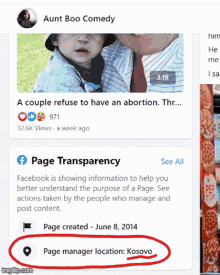 aunt boo comedy 's facebook page shows a couple refuse to have an abortion