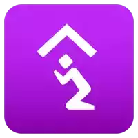 a purple icon with a white icon of a person kneeling down