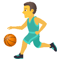 a cartoon of a basketball player in a blue uniform