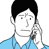 a drawing of a man talking on a cell phone with a serious look on his face