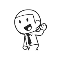 a black and white drawing of a stick figure wearing a tie .