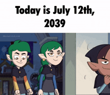 a cartoon says today is july 12th 2039 with two elves