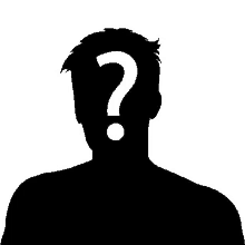 it is a silhouette of a man with a question mark on his face .