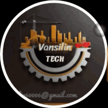 a logo for vansilin tech shows a city skyline and a crane