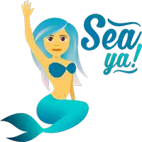 an illustration of a mermaid with the words sea ya