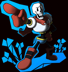 a cartoon drawing of papyrus pointing at something