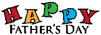 a colorful happy father 's day logo with a white background