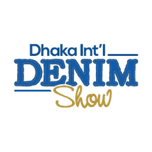 the logo for the dhaka intl denim show