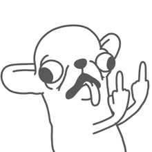 a black and white drawing of a person giving the middle finger