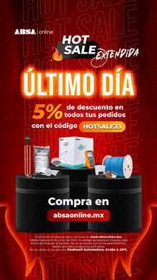 an advertisement for hot sale extendida in spanish with a red background